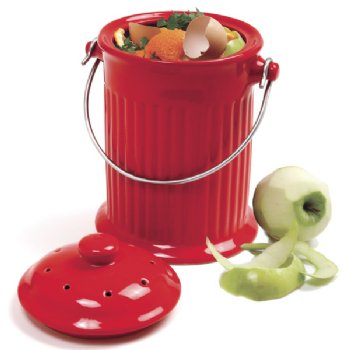 Ceramic Compost Crock RED