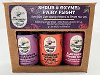 Shrub and Oxymel Fairy Flight - 2oz. Trio Set - Elderflower Lavender, Elderberry Ginger, Elderberry Turmeric Oxymel
