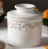 Butter Bell Crock White Linen Antique